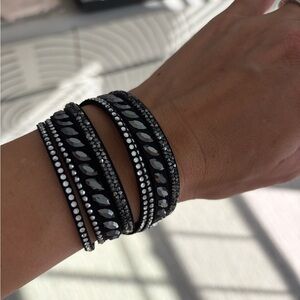 Swarovski Stainless Steel Slake Pulse Crystal Wrap Bracelet